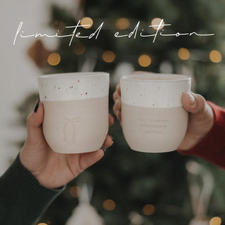 Limitierter Steingut Becher All I want for Christmas Eulenschnitt