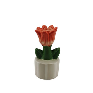 Kerzenhalter - Candlestick Tulip - Dolomit- - Sand/ Orange - 9x8,5x17,5 cm
