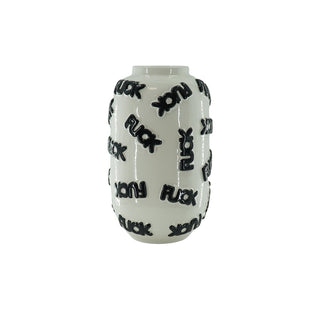 Vase "FUCK" Keramik weiß/schwarz 17x17x27cm