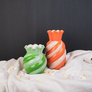 Vase-Blume-Vase-Wirbel- Mint/ Grün- 13x13x15,5 cm