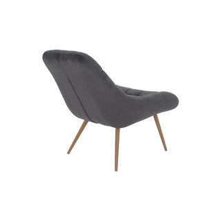 Sessel XXL Samt grau Metall Holzoptik
