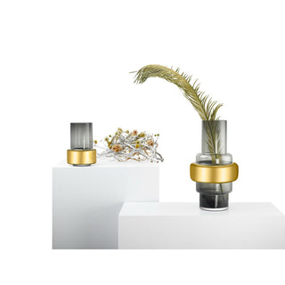 Luxury retro style glass, gray + 24k gold vase XXL, TYLER 46GO, 9mm thick glass