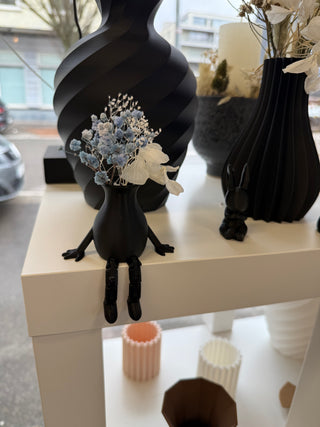 3D Druck Vase Männchen schwarz/weiß