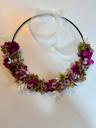Blumenring aus Trockenblumen Hortensien