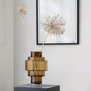 Glasvase Kasai Cognac – Mundgeblasene Vase in Braun Ø23 x H35 cm