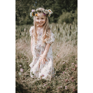 Annie&Charles Kinderkleid aus Bio-Baumwolle – Farben Floral & Apricot – Größen 12 Monate bis 8 Jahre