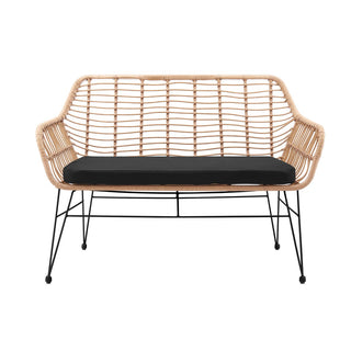 Wetterfeste Sitzbank mit Rattan-Optik & Metallgestell – Indoor & Outdoor