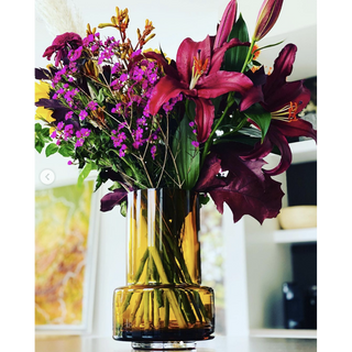 LUXURY 9mm glass vase, amber color: TYLER 25 retro design style