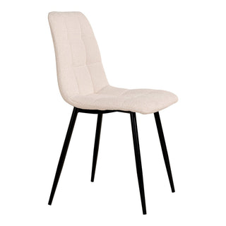 Middelfart Esszimmerstuhl Bouclé, weiß mit schwarzen Beinen, – 2er-Set