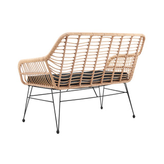 Wetterfeste Sitzbank mit Rattan-Optik & Metallgestell – Indoor & Outdoor