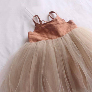 Elegantes Tüllkleid aus Bio-Leinen und Bio-Baumwolle für Babys und Kinder – Größen 6 Monate bis 6 Jahre