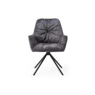 Vintage-Samt Armlehnstuhl mit 360° Drehfunktion – Eleganter Polsterstuhl in Schwarz