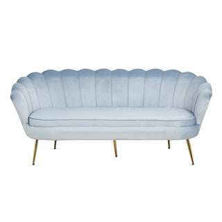 Muschelsofa 3-Sitzer aus Samt Hellgrau