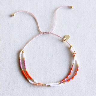 Doppeltes Miyuki -Armband - weiß/orange/lila