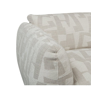 Sofa Amsterdam 6-Sitzer-Ecksofa + Ottomane, weiße Glyphen
