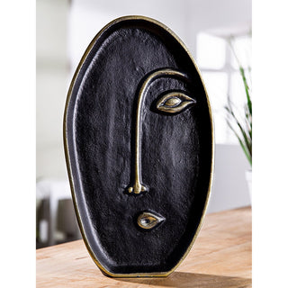 Moderne Gesicht-Vase aus Keramik & Aluminium – Schwarz, 35 cm | GILDE HANDWERK