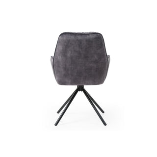 Vintage-Samt Armlehnstuhl mit 360° Drehfunktion – Eleganter Polsterstuhl in Schwarz
