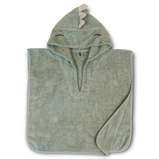 Kuscheliger Kinderponcho „Hellgrüner Dino“ von Nuuroo – aus 100 % Bio-Baumwolle