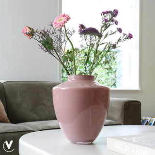 Glasvase mundgeblasen Tugela Pastellrosa
