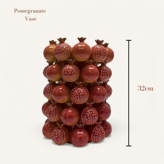 Handgefertigte Granatapfel-Vase in Orange – 32 cm – Kunstvolle Keramik