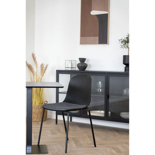 2er Set Esszimmerstühle Madalena – Schwarzer Stoffbezug mit Metallbeinen | Modern & Bequem