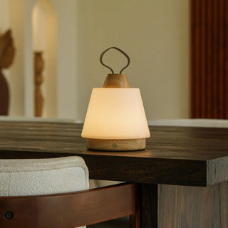 Liv Hellbraune wiederaufladbare Lampe – Lederband, dimmbar, kabellos