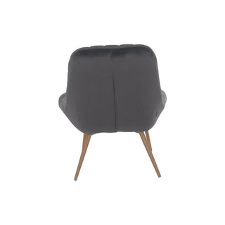 Sessel XXL Samt grau Metall Holzoptik