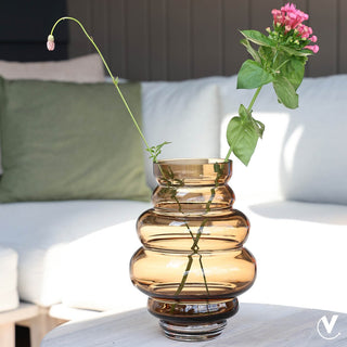 Glasvase Maputo Taupe – Handgeblasene Vase Ø18 x H24 cm in Braun