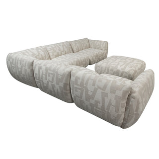 Sofa Amsterdam 6-Sitzer-Ecksofa + Ottomane, weiße Glyphen