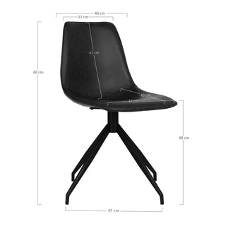 2er Set Esszimmerstühle Monaco – Schwarzes PU-Leder mit Drehfunktion & Metallbeinen