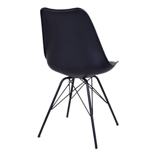 2er Set Esszimmerstühle Oslo – Schwarzer PU-Leder Stuhl mit schwarzen Metallbeinen | Modern & Komfortabel