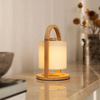 River Hellbraune wiederaufladbare Holzlampe – dimmbares und kabelloses Licht