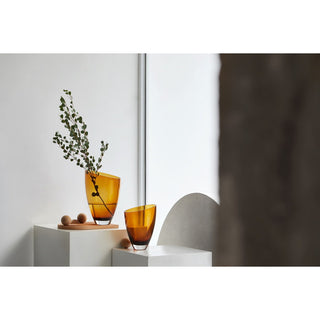 large glass vase, crystal clear, amber, BULED 30 AMBER 9mm thick glass