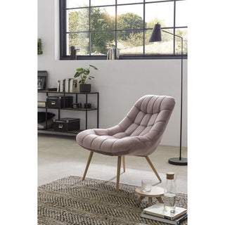Sessel XXL Samt rosa Metall Holzoptik