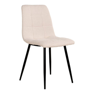 Middelfart Esszimmerstuhl Bouclé, weiß mit schwarzen Beinen, – 2er-Set