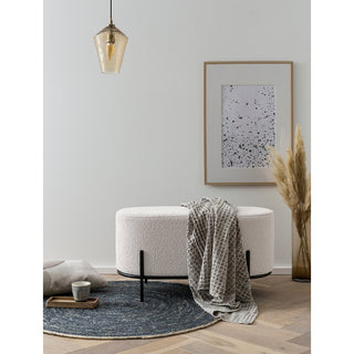Polsterhocker Bouclé Stoff Weiß