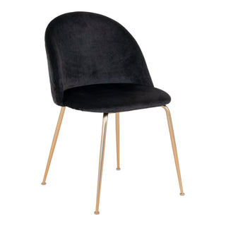 2er Set Esszimmerstühle Geneve – Schwarzer Samt mit Beinen in Messingoptik | Elegantes Design
