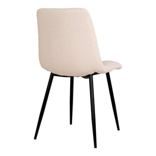 Middelfart Esszimmerstuhl Bouclé, weiß mit schwarzen Beinen, – 2er-Set
