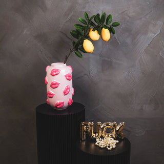 Vase "Kussmund" Keramik rosa 17x17x27cm