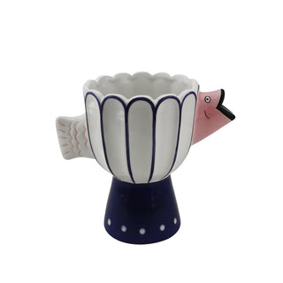 Vase -Blume -Vase -Schwimmfisch -Dolomit -blue/weiß/rosa - 21x13.5x18cm