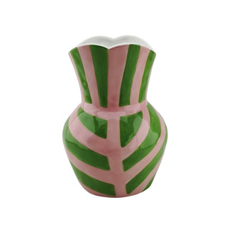 Vase-Streifen- Grün/ Pink