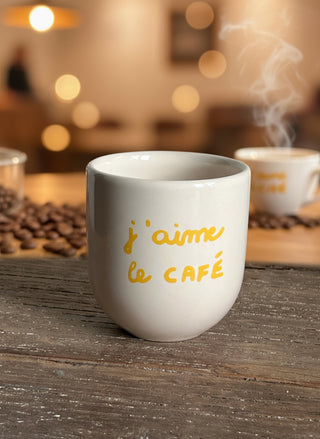 Keramik Becher “j’aime le Café” stylische Kaffeetasse