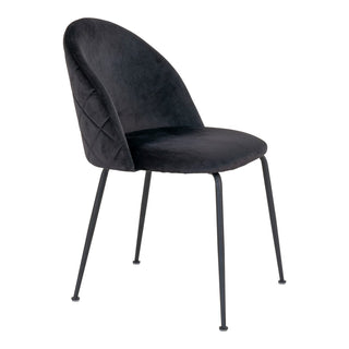 2er Set Esszimmerstühle Geneve – Schwarzer Samtstuhl mit Metallbeinen | Modern & Elegant