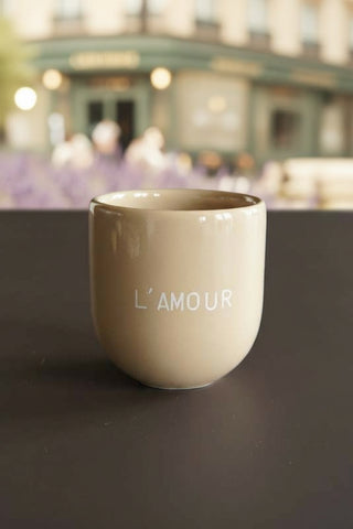 Kaffeebecher Keramik  "L'amour" beige