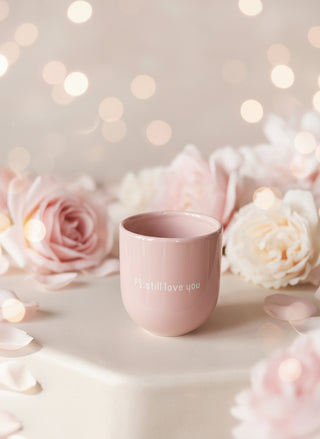Kaffeebecher Keramik "Ps: Still Love You" rosa