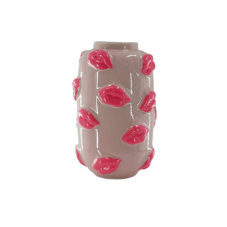 Vase "Kussmund" Keramik rosa 17x17x27cm