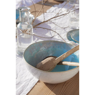 EIVISSA Servierschale 28 cm – Sea Blue | Handgemachte Keramikschale 2er Set