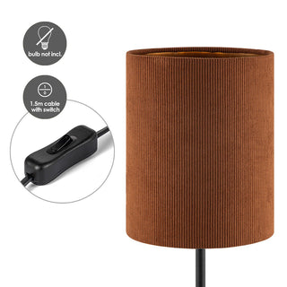 Zylindrische Tischlampe aus Cord von Home Sweet Home – Weiß – ø20 x 40 cm