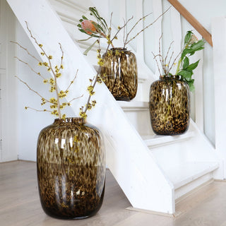 Mundgeblasene Glasvase Artic Cheetah – Edles Design in Gold & Braun