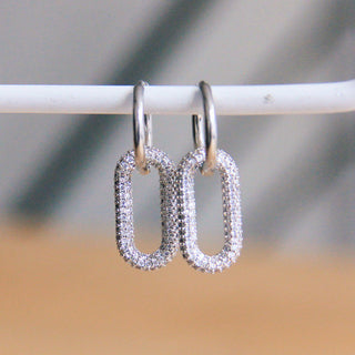 Ohrring mit ovalem Kristallanhänger Edelstahl – Silber